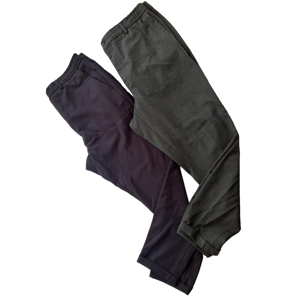 2 Prs of Zara Cuffed Comfort Pants Gray/Navy Preppy Old Money Size XL 36x28